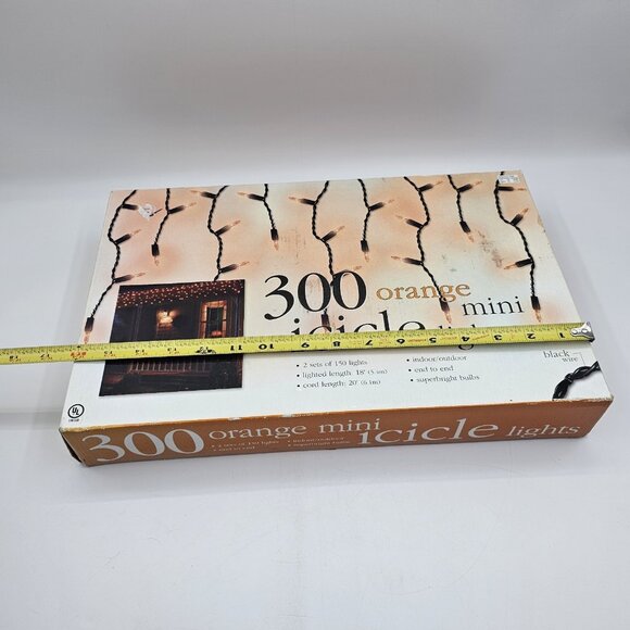 Orange Mini Icicle Christmas Lights 300 Mini Bulbs Indoor Outdoor 18 in OPEN BOX - Picture 10 of 10